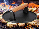 7" Heavy Duty Burger Press W/ Solid Wood Handle for Meat Smasher Hamburger Steak V201-QHGMMOREONE015