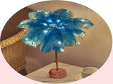 Feather Table Lamp Battery Operated LED Night Light with USB Port Soft Feathers for Bedroom Living V1366-AZ2-W-14874