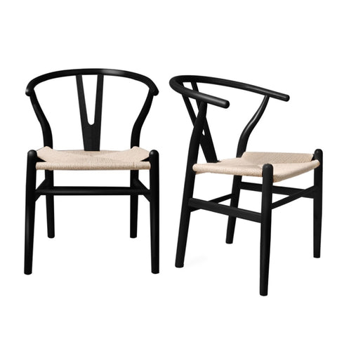 Levede 2x Dining Chairs Wooden Hans Black CH1041-2-BK