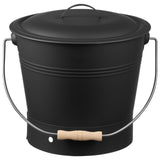 Ash Bucket, 4 PCS with Lid, Shovel, Broom and Gloves, Metal Fireplace Charcoal Bucket and Ash Can, V952-BLHT4JTDGYXTGG4LL001V0
