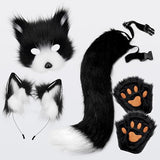 Plush mask with fox tail and ears set, cat tail fox costume cosplay costume with cat ears and paw V1188-JAR108-05156-1