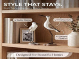 2Pcs Wooden Seagull Figurine, Wide and Weighted Base, Suitable for Desk Decor, Coastal Bird Table V1369-AZ3-W-12335