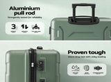 Wanderlite 3pcs Luggage Suitcase Set Trolley Travel TSA Lightweight Hard Case Grey Green LUG-ABS-BOS-3SET-GYGN