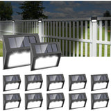 12 Pack Waterproof Solar Stair Lights Cool White Black V1188-MS-527-056