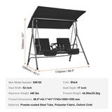 VEVOR 2-Seat Patio Swing Chair, Outdoor Patio Swing with Adjustable Canopy, Porch Swing with Storage V952-TJQQ71INX53IW648VV0