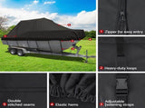 Seamanship Boat Cover 19-21ft Trailerable Jumbo Marine Grade Heavy Duty Black TJBC-1921-BK