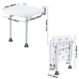 Folding PE Shower Seat, 15.7'' x 14.8'' Unfolded, Wall Mounted Fold Up Shower Bench with 500 lbs V952-SLKPEZCTWKB16SNT7V0