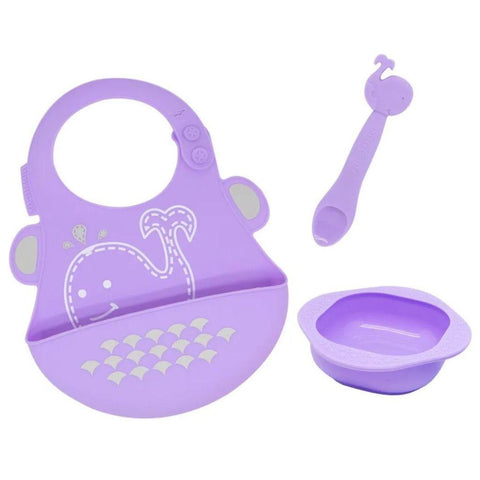 Marcus & Marcus-Baby Silicone Feeding Gift Set Willo the Whale-Purple DTK11078