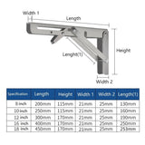 1 Pair Reinforced Folding Shelf Brackets 8-18inch Stainless Steel Bracket Heavy Duty L-Angle Wall V1370-AZ4-12824