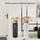 Metal Umbrella Stand in White, 15x15x42cm, Holds 4-6 Long Umbrellas V178-59215