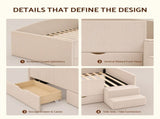 Artiss Single Upholstered Daybed with Side Stairs & Storage Drawers, Beige XFSI-DBRK642S-AB