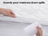 Giselle Waterproof Mattress Protector 100% Cotton Quilted Fitted Cover Queen MP-COT-WHITE-Q