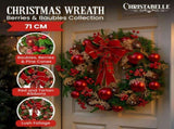 Christabelle Stunning 71cm Christmas Wreath Lush Red Baubles Berries Pine Cones and Bow Front D 112_GUE509