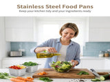 16PCS Stainless Steel Hotel Pans, 1/6 Size 4" Deep Commercial Buffet Steam Table Food Containers V1192-AZ-W-18384