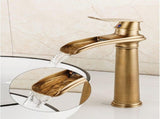 Waterfall Bathroom Faucet Single Handle Mixer Tap Hot and Cold for Bathroom Sink Washbasin, Low V1237-ZY-917-114