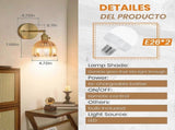 Battery Operated Wall Sconce Set of 2, Vintage Gold Amber Glass, Rechargeable LED, Remote V1263-JX-5780