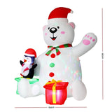 Jingle Jollys Christmas Inflatable Bear 1.8M Height LED Outdoor Decorations Illuminated XMAS-INF-BEAR-6FT