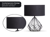 Sarantino Metal Wire Table Lamp in Black Finish With Black Drum Shade LMP-MLM-747