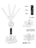 4-Arm Foldable LED Desk Lamp with Built-in Fan, Digital Clock, Temp Display & Dual Pen Holders V1107-CS-CTXXZDD