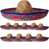 10x Mexican SOMBRERO Fancy Dress Straw Party Costume Hat Cap Spanish BULK V563-SOMBREROHAT-10
