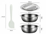 Home Salad Preparation Kit-Multifunctional Stainless Steel Vegetable Grater Bowl Set and Silicone V888-ELOSUNG56098-7