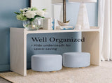 2X Fabric Ottoman Round Wooden Leg Foot Stool - LIGHT BLUE V274-FT-GQST01-LBU2