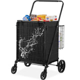 VEVOR Folding Shopping Cart Rolling Grocery Cart with Double Baskets 330 LBS V952-XYCZDST330186UI5MV0