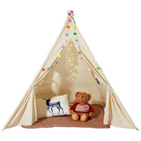 Kids Play Tent, Teepee Tent for Kids 1-5 Years Old, Toddler Tent with Mat and Plush Decorative V952-GJSETZPZXJCKHHZ4UV0