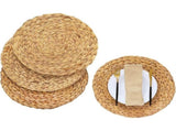 Round Woven Set of 4,Natural Water Hyacinth Weave Placemat Round Braided Large Woven V1192-AZ-W-31143
