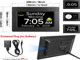 Black Crystal Clear 7-Inch Digital Day Clock with Auto Dimming & Voice Assist - Perfect for Seniors V888-ELOSUNG18095