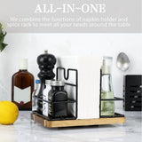 Napkin Holder for Table, Rotating Metal Napkin Holder with Salt and Pepper Shakers, Rotating V1369-AZ3-W-11604