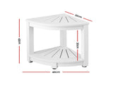 Gardeon Outdoor Coffee Side Table HDPE Desk Corner Shower Stool Bench Seat with Storage Shelf White FF-BEACH-DESK-HECOR-WH