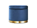 Artiss Ottoman Storage Foot Stool Round Velvet Navy FS-B-673-VEL-NA