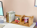 Bamboo Adjustable Bookshelf Book Storage Organizer with Single Drawer for Bedroom Office V1294-YM0901-JY02609