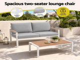Gardeon 4-Piece Outdoor Sofa Set Aluminum Frame table and Chairs White ALU-SOFA-PLW-4PCS-WH-ABC