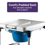 Equipmed Commode Shower Chair, Over Toilet or Bedside 136kg Capacity Aluminium frame with Wheels, V219-HELSBSEQCC4A