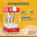 VEVOR Popcorn Popper Machine Tabletop Popcorn Maker 300W 2.5 Oz Red V952-TSBMHJHS25OZ32RWAV3