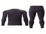 Men's Thermal Underwear Set 2-Piece Long Sleeve Top & High-Waist Pants - Black - Size M V1102-M-APP-6734-BLAC-MAUMEU48
