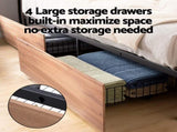 Artiss Metal Bed Frame Queen Size with 2-Tier Storage Headboard Metal Platform with 4 Storage MBED-C-SKY-Q-BK-ABC