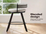 Artiss Bar Stools Set of 4 Swivel Kitchen Chair Metal Counter Beige Leather BA-TW-W0098-BGX4