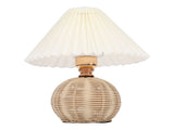 Pleated Table Lamp Soft Yellow Light Linen Lampshade Rattan Base Bedside Lamp for Bedroom Beige V1294-YM0901-3119250082812