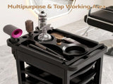 Embellir 6-Tier Salon Trolley Cart on Wheels Barber Mobile Hairdressing Cart SA-TR-6T-HOLL-BK