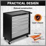 HORUSDY 5 Drawer Tool Box Trolley Cabinet Storage Cart Garage Organiser Lockable V465-86191