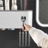Wall Mounted Multifunctional Bathroom Toothbrush Holder, Large Capacity Storage Cabinet with Drawers V1366-AZ2-W-20898
