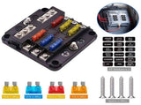 6X 6-Way Waterproof Fuse Block,with LED Indicator 12 Circuits with Negative Marine Fuse Box for DC V1366-AZ2-W-14489