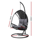 Gardeon Outdoor Egg Swing Chair Wicker Furniture Pod Stand Armrest Black HM-EGG-RAN-S-ARM-BK