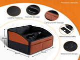 Brown Checkered Foldable car trunk organizer Large capacity waterproof PU leather organizer with V888-ELOSUNG57226