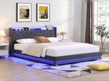 Levede Double Bed Frame Gas Lift LED Light BF1065-D