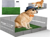 Dog Grass Pad with Tray, Foldable Litter Box High Wall, Indoor Potty Easy Clean Puppy Pee Pad V1107-135-45373-GRY3