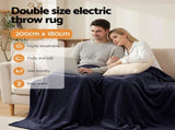Giselle Electric Throw Rug Double Size 200x180cm Coral Fleece Heated Blanket Charcoal EB-C-THROW-RUG-200-CHR